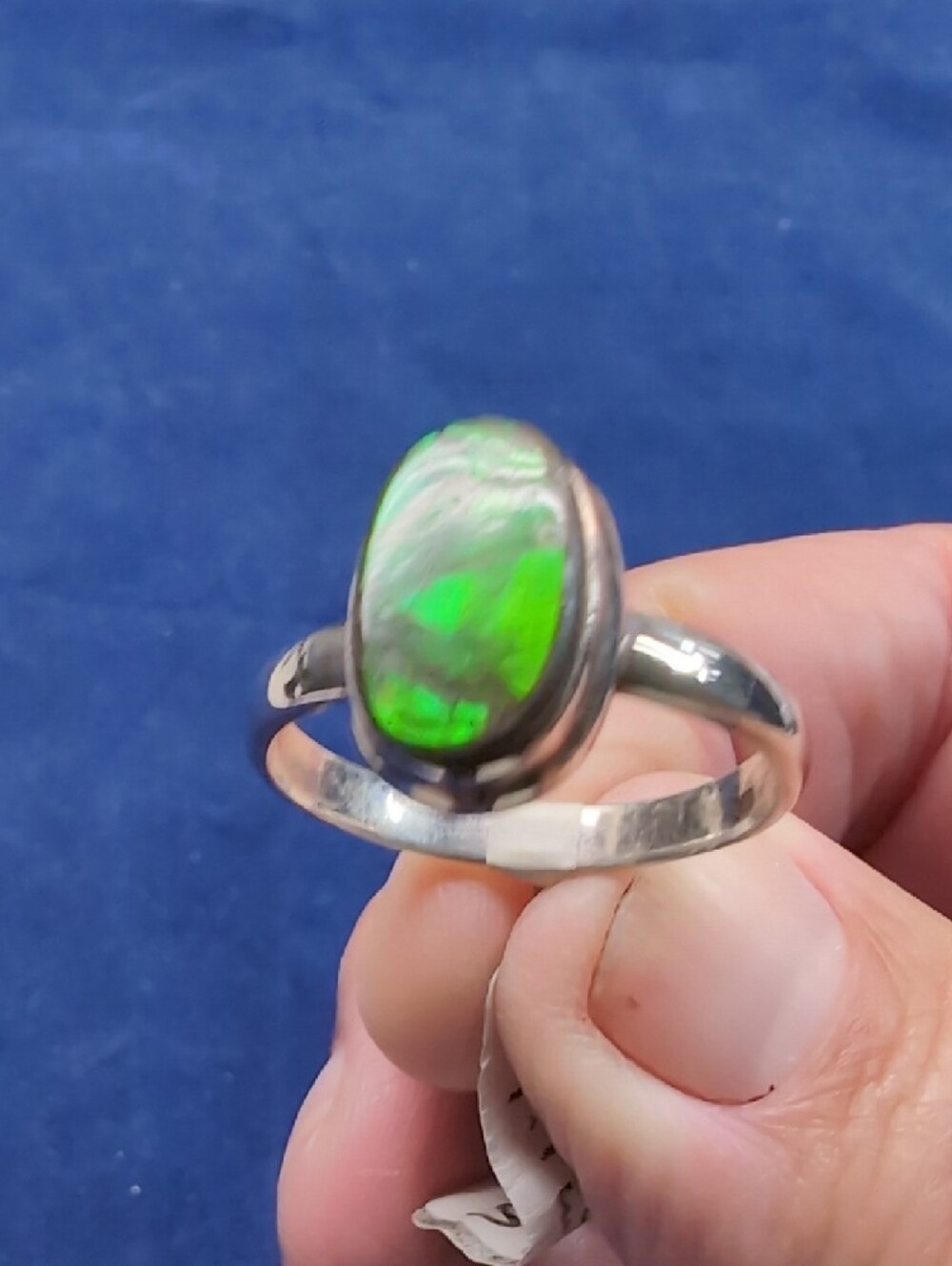 Sterling Silver Ammolite Oval Ring - Women's Jewelry Size 9.5 - Picture 8 of 9